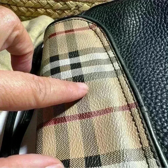 BURBERRY Haymarket Check MaydownCrossbody Bag Black - Picture 10 of 15